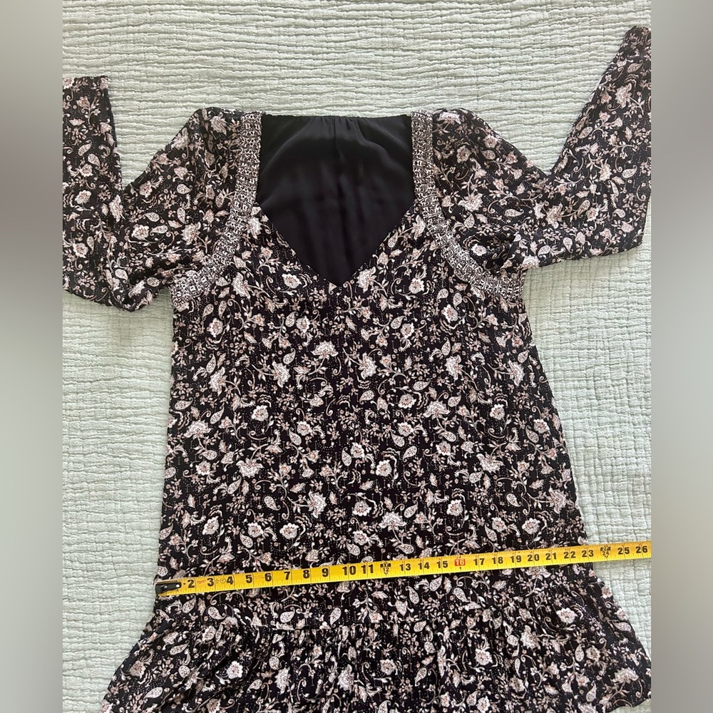 INTERMIX- Ariel Long Sleeve Floral Mini Dress - Picture 9 of 16